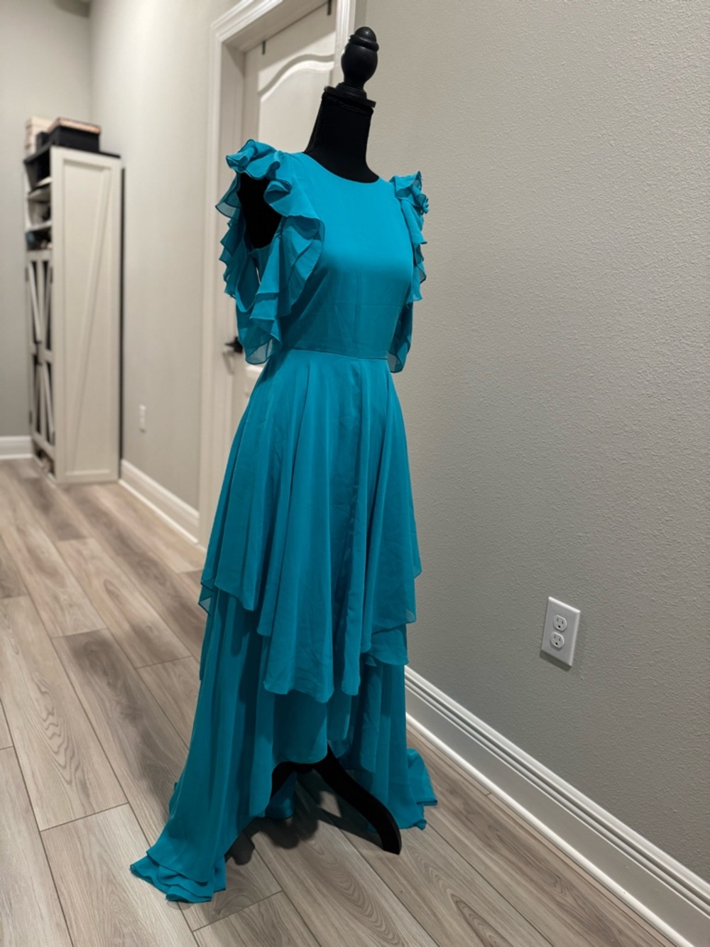 ASOS Teal Ruffle Sleeve High-Low Dress - Picture 5 of 11